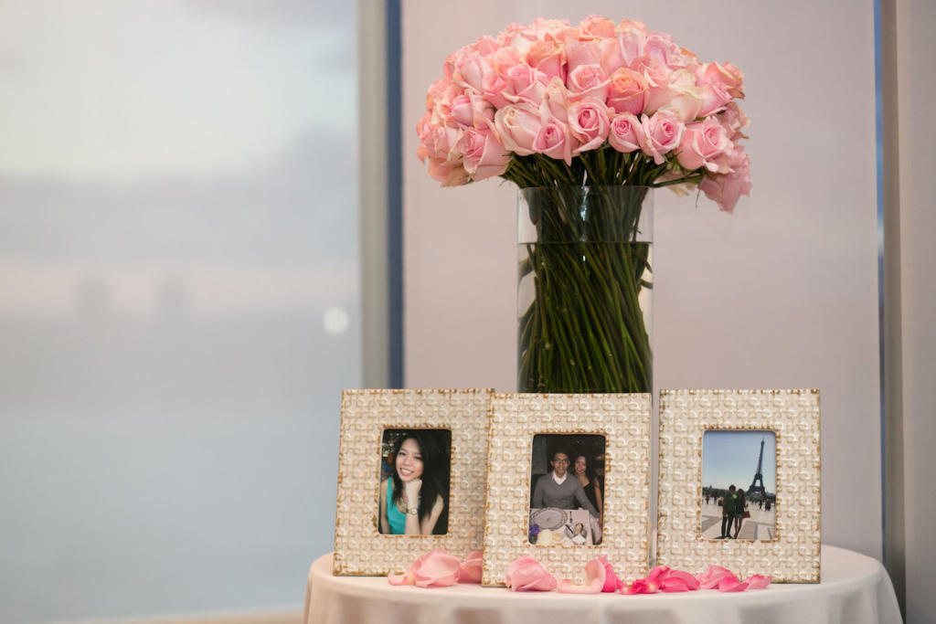 pink rose arrangements and frames