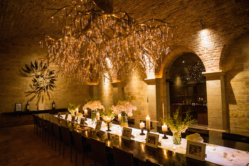 Romantic table in a vineyard cave